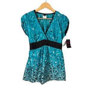 VTG Wrapper‎ satin floral baby doll top fairy whimsical sz S